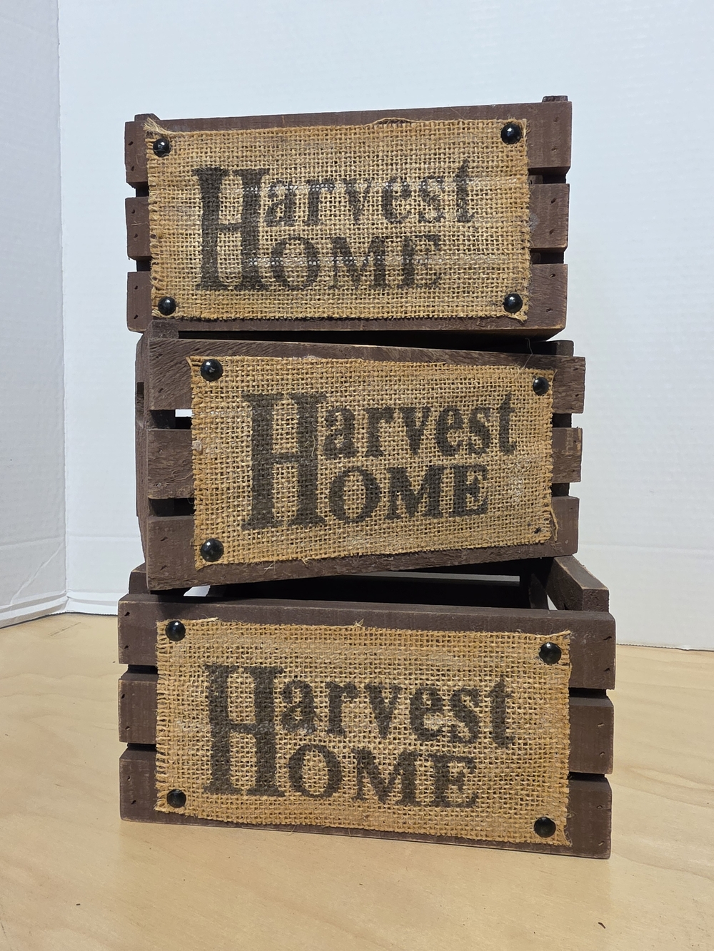 Harvest Home Rustic Burlap Crate Set - Brown